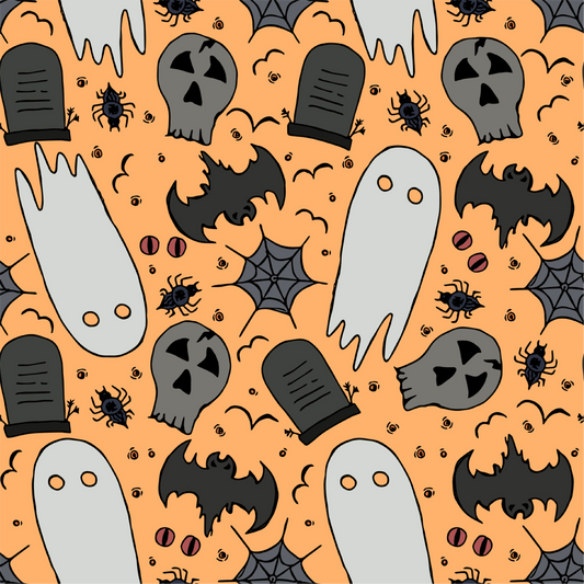 Ghosts, Skulls & Gravestones 12x12 Patterned Vinyl Sheet