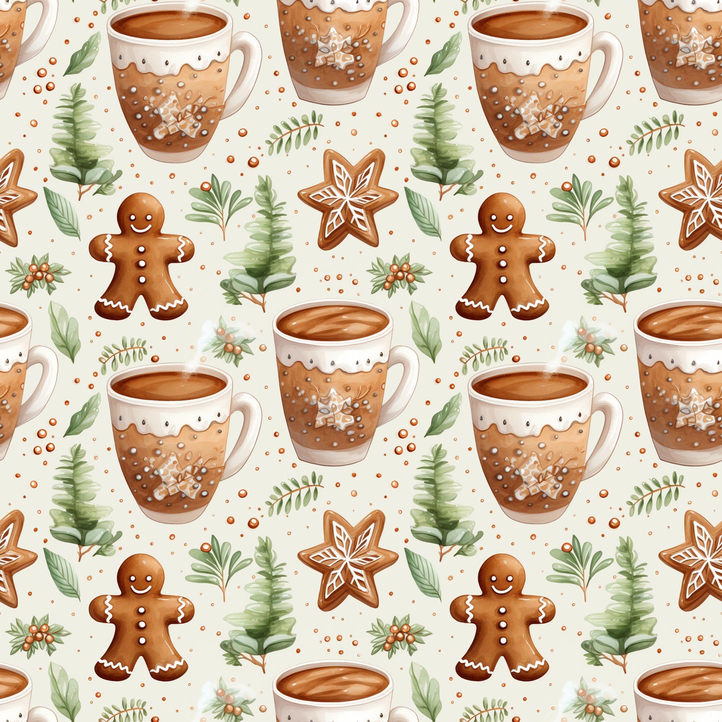 Gingerbread Cookies & Coffee 12x12 Patterned Vinyl Sheet