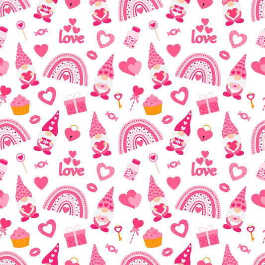 Valentine Gnome & Rainbows 12x12 Patterned Vinyl Sheet