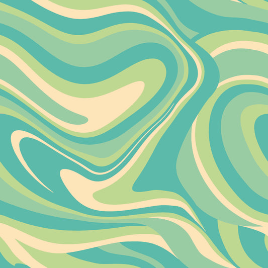 Green & Teal Retro Swirls 12x12 Patterned Vinyl Sheet
