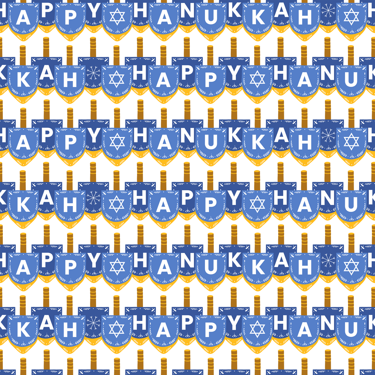 Happy Hanukkah Dreidels 12x12 Patterned Vinyl Sheet