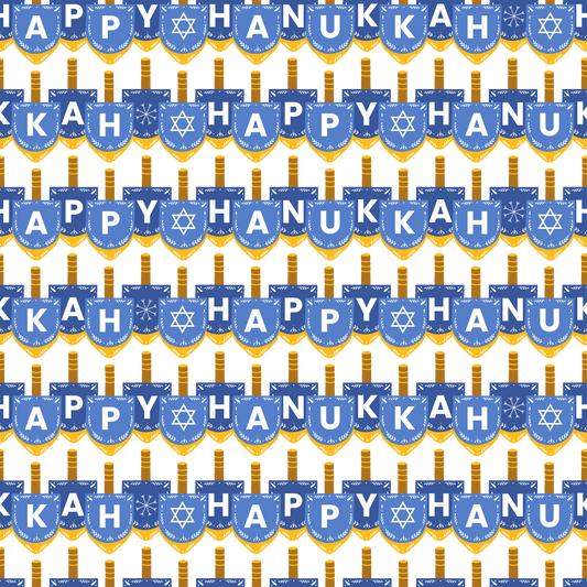 Happy Hanukkah Dreidels 12x12 Patterned Vinyl Sheet