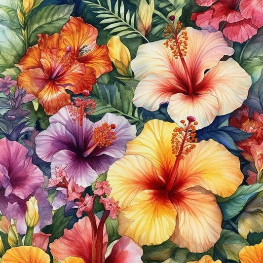 Watercolor Hibiscus 12x12 Patterned Vinyl Sheet