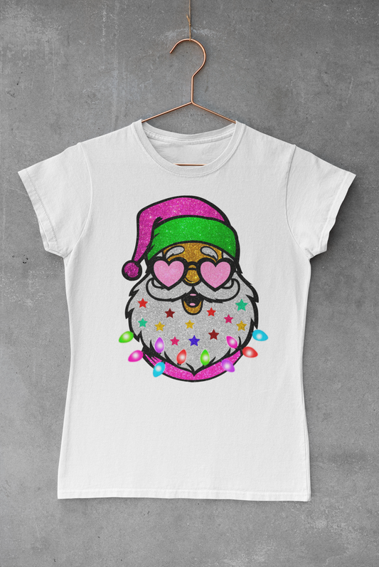 Pink Santa With Heart Glasses V.2 Transfer