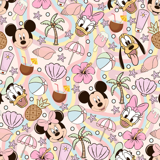 Mouse & Friends Beach Day 12x12 Patterned Vinyl Sheet