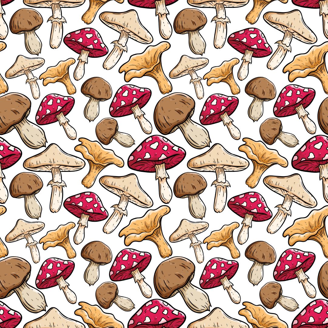 Assorted Mushrooms 12x12 Patterned Vinyl Sheet