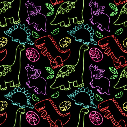 Neon Dino Outlines 12x12 Patterned Vinyl Sheet