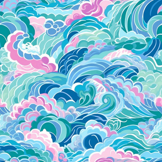 Colorful Ocean Waves 12x12 Patterned Vinyl Sheet