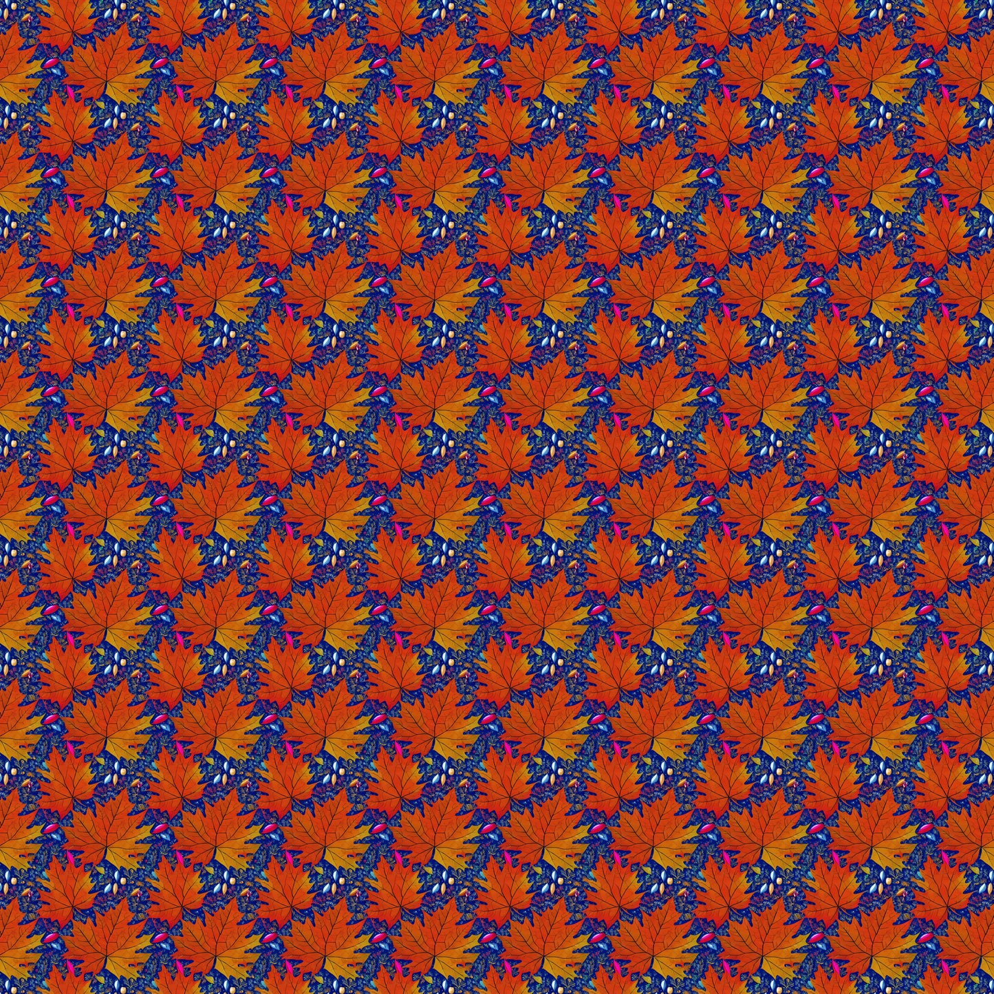 Orange Fall Leaves Blue Background 12x12 Patterned Vinyl Sheet