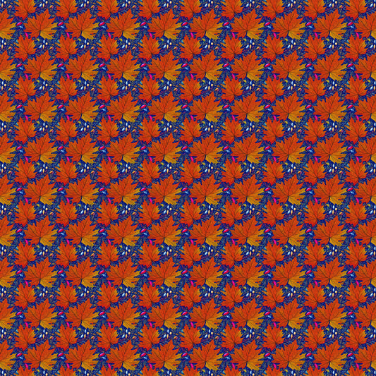 Orange Fall Leaves Blue Background 12x12 Patterned Vinyl Sheet