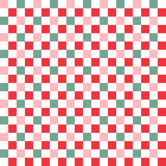 Pink, Green & Red Checkered Plaid 12x12 Patterned Vinyl Sheet