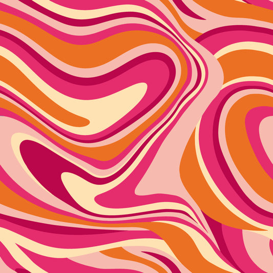Pink & Orange Retro Swirls 12x12 Patterned Vinyl Sheet
