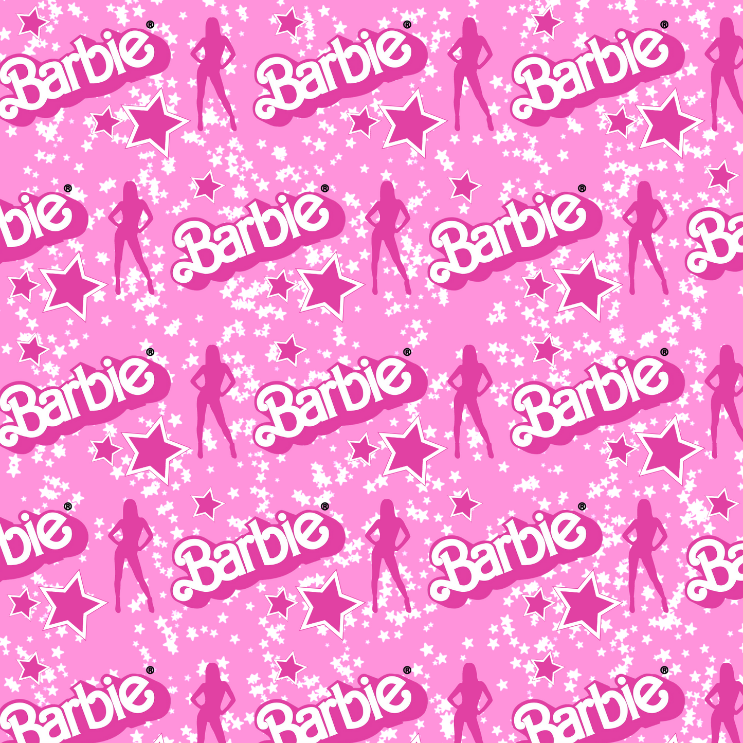 Pink Barbie Stars 12x12 Patterned Vinyl Sheet