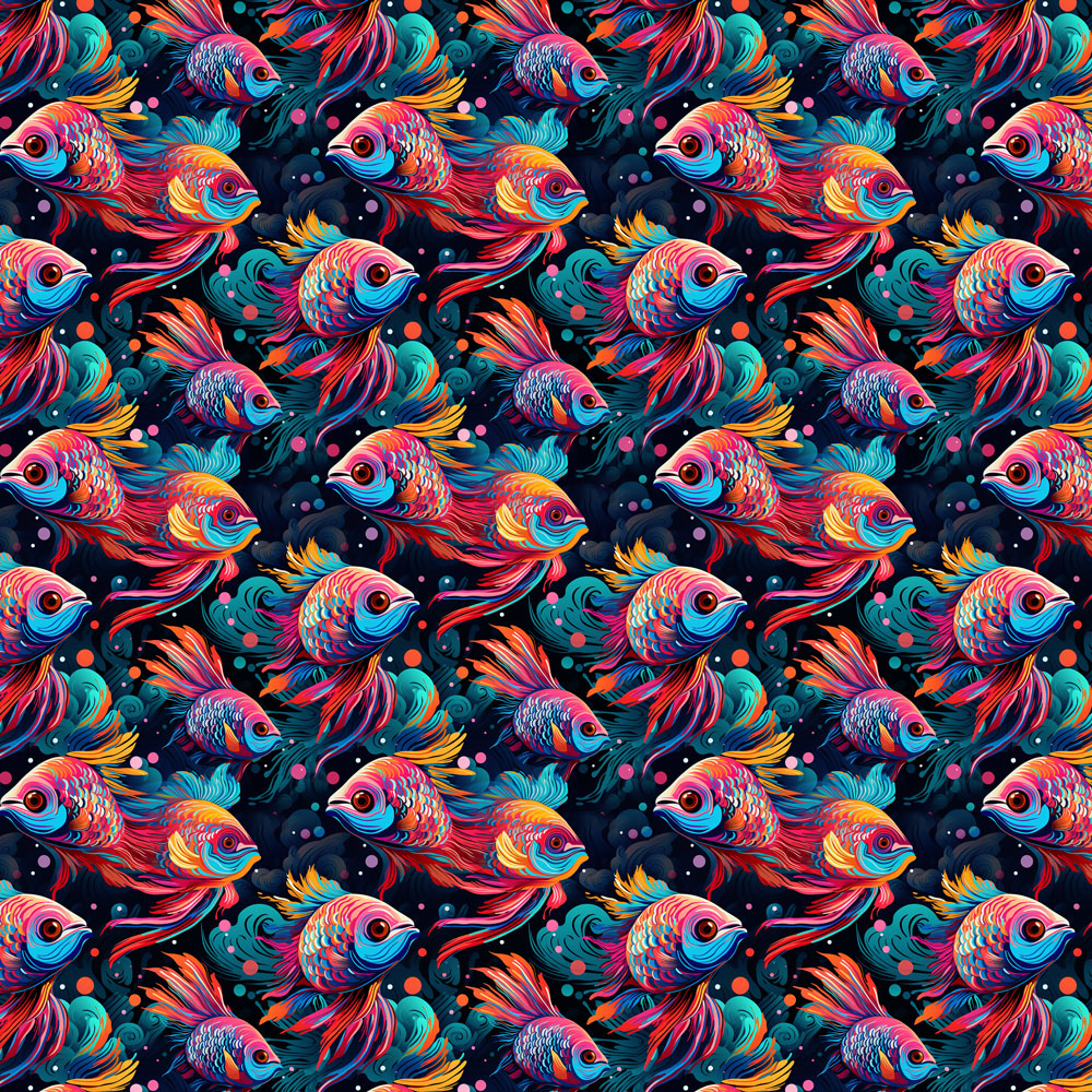 Psychedelic Fish 12x12 Patterned Vinyl Sheet