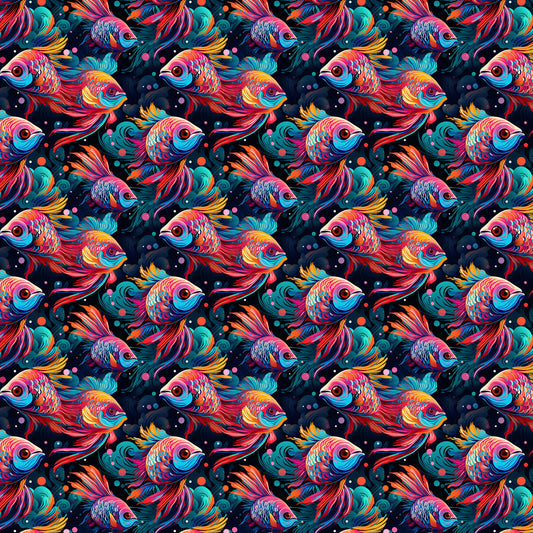 Psychedelic Fish 12x12 Patterned Vinyl Sheet