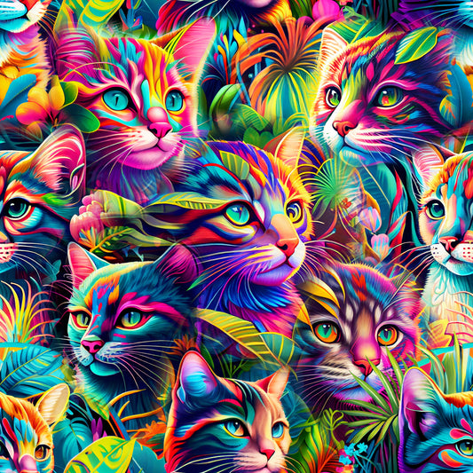 Psychedelic Cats 12x12 Patterned Vinyl Sheet