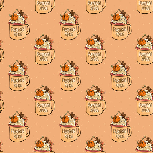 Pumpkin Spice Coffee Mugs 12x12 Patterned Vinyl Sheet