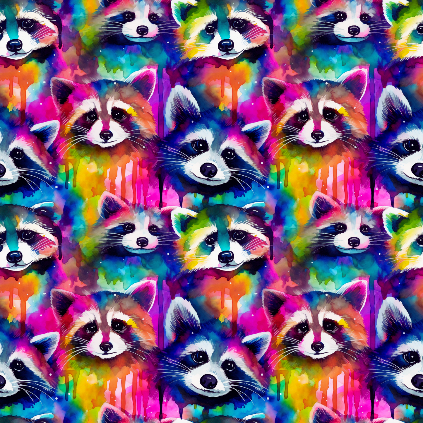 Rainbow Ink Raccoons 12x12 Patterned Vinyl Sheet
