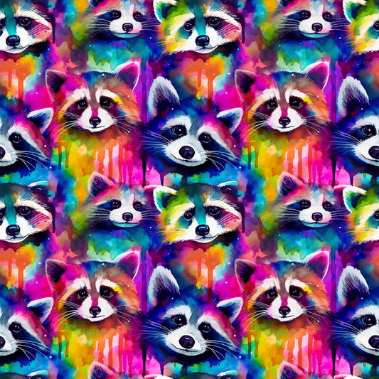 Rainbow Ink Raccoons 12x12 Patterned Vinyl Sheet