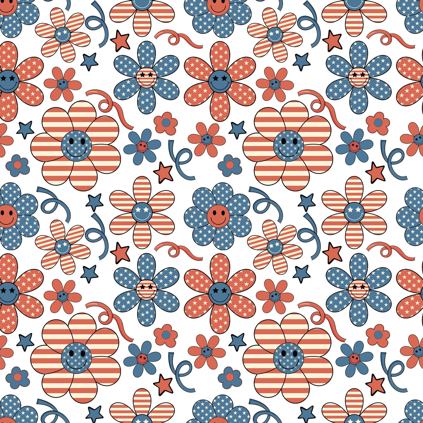 Retro Floral Patriotic 12x12 Patterned Vinyl Sheet