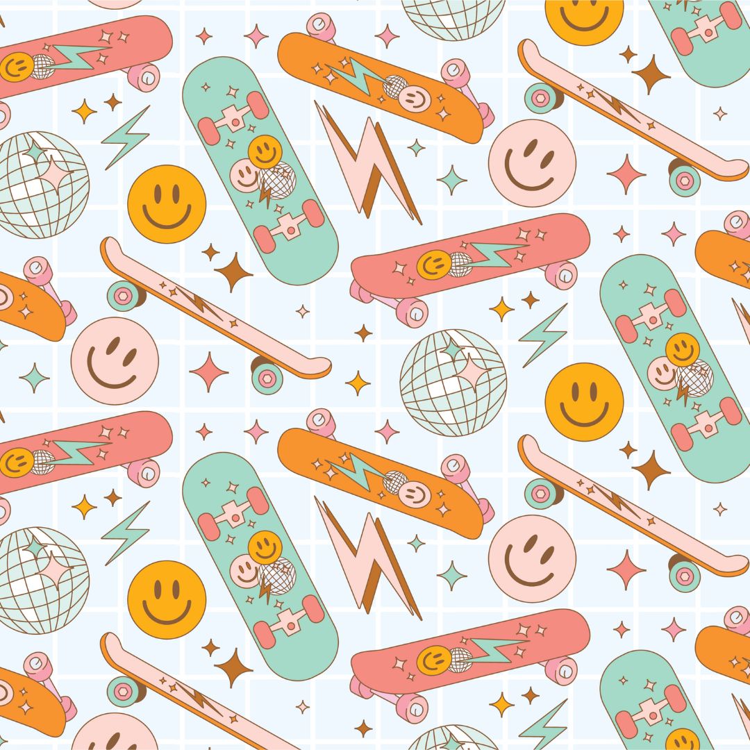 Retro Skateboards 12x12 Patterned Vinyl Sheet
