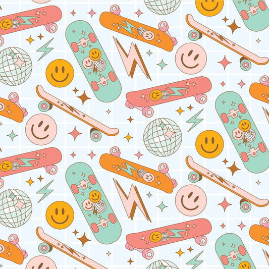 Retro Skateboards 12x12 Patterned Vinyl Sheet