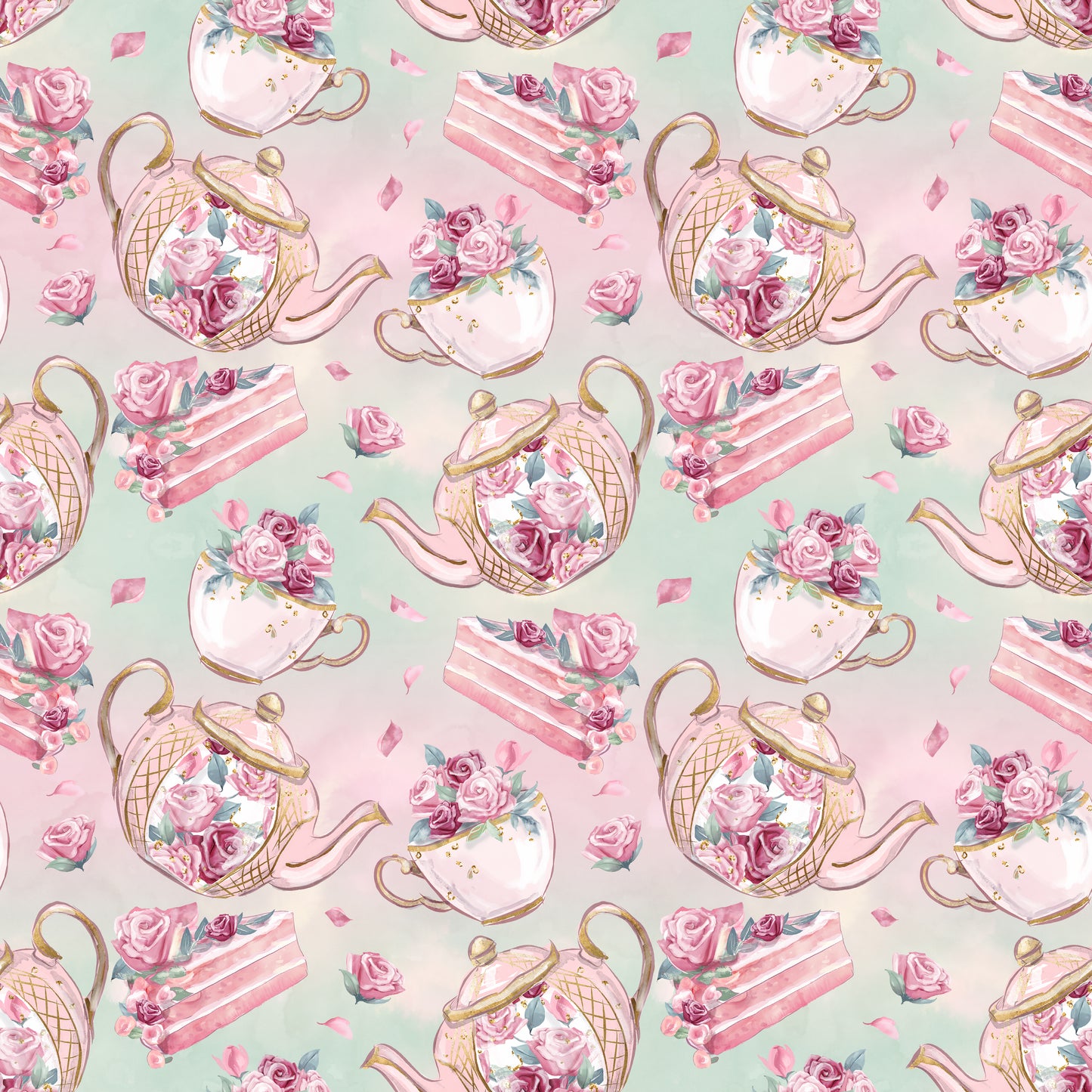 Romantic Tea Party 12x12 Patterned Vinyl Sheet