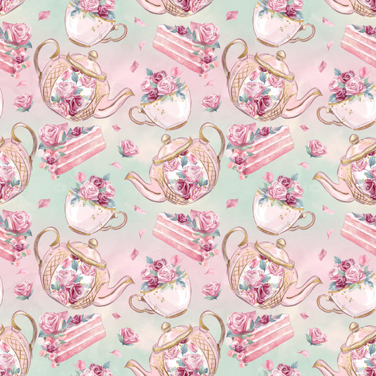 Romantic Tea Party 12x12 Patterned Vinyl Sheet