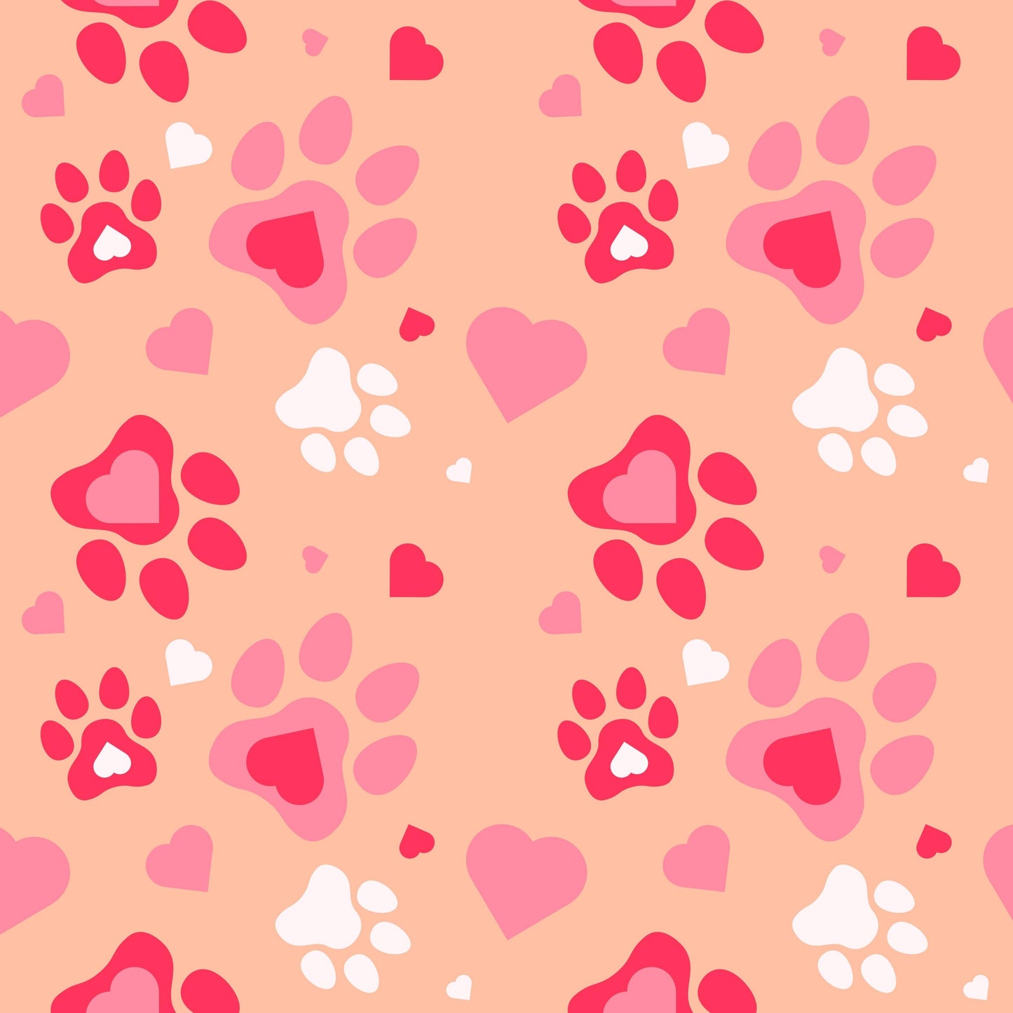 Shades of Pink Paw Prints 12x12 Patterned Vinyl Sheet