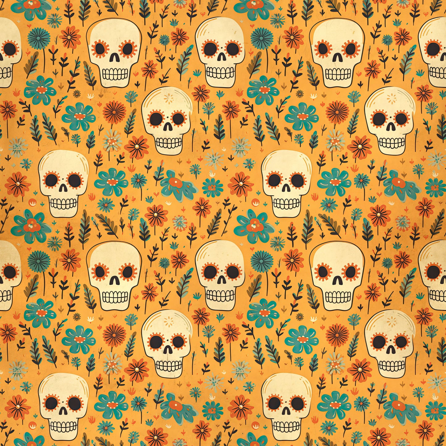 Skulls & Fall Florals 12x12 Patterned Vinyl Sheet
