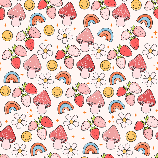 Smiles, Strawberries & Rainbows 12x12 Patterned Vinyl Sheet