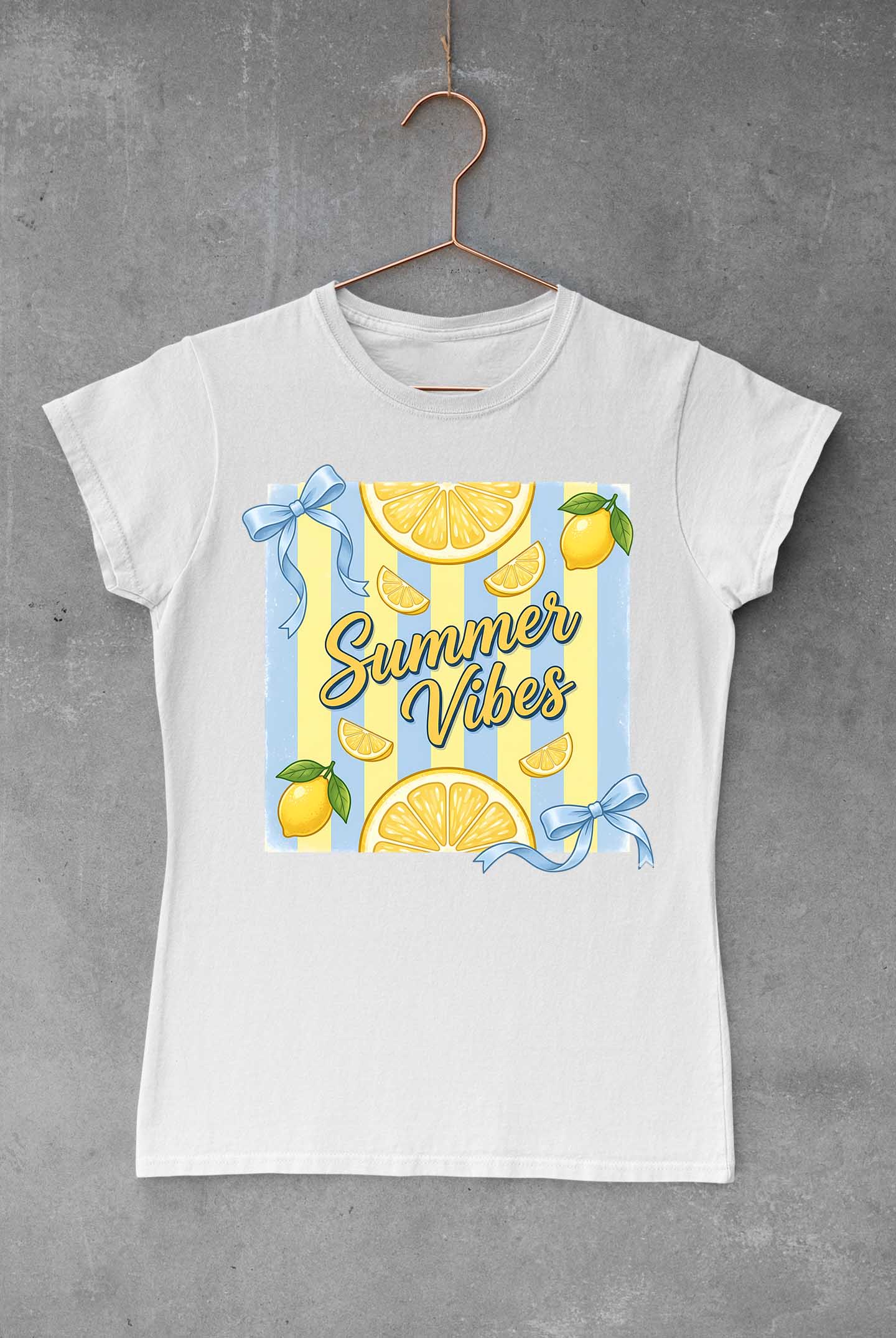 Summer Vibes Lemons Preppy Stripes