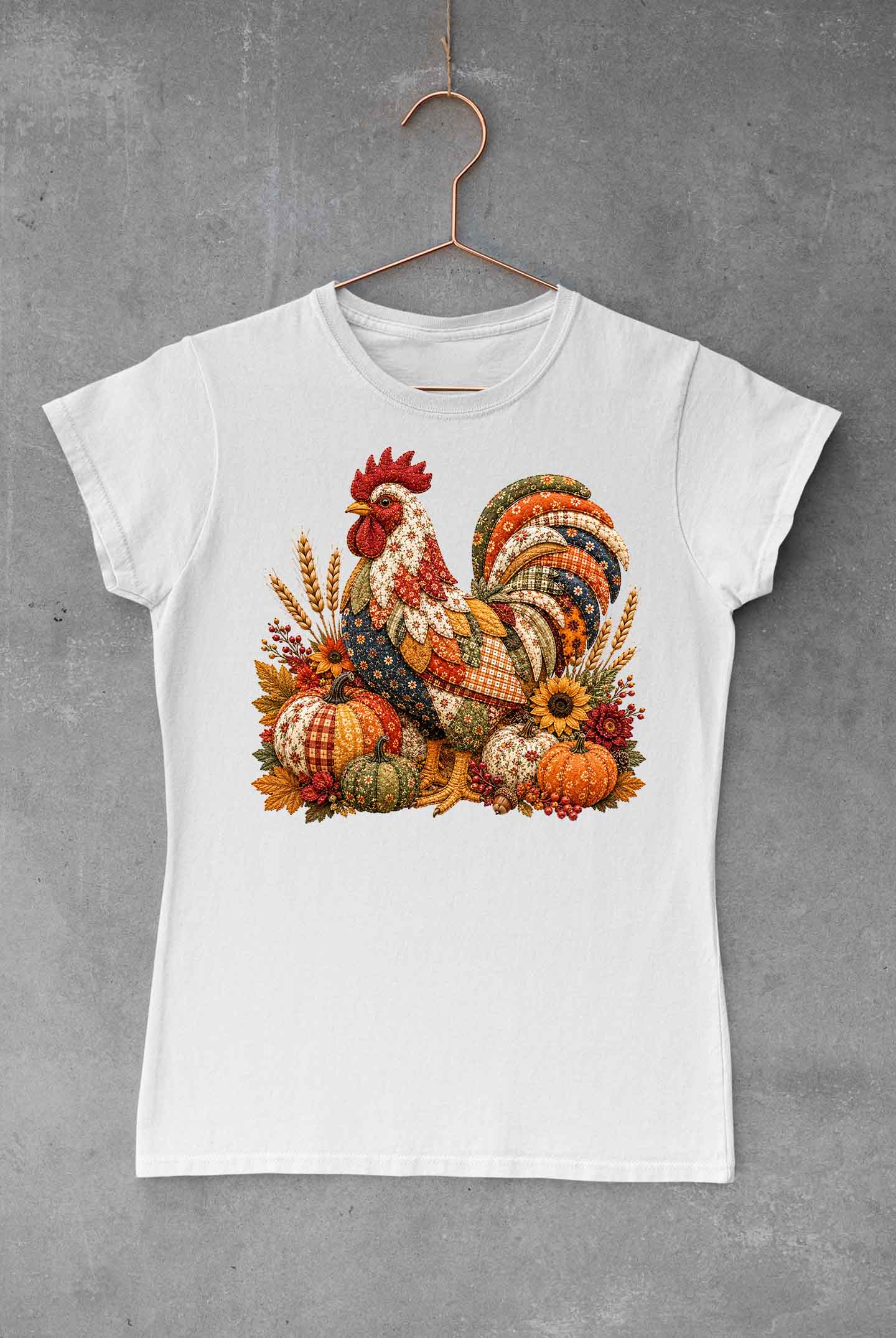 Patchwork Autumn Pumpkin Rooster