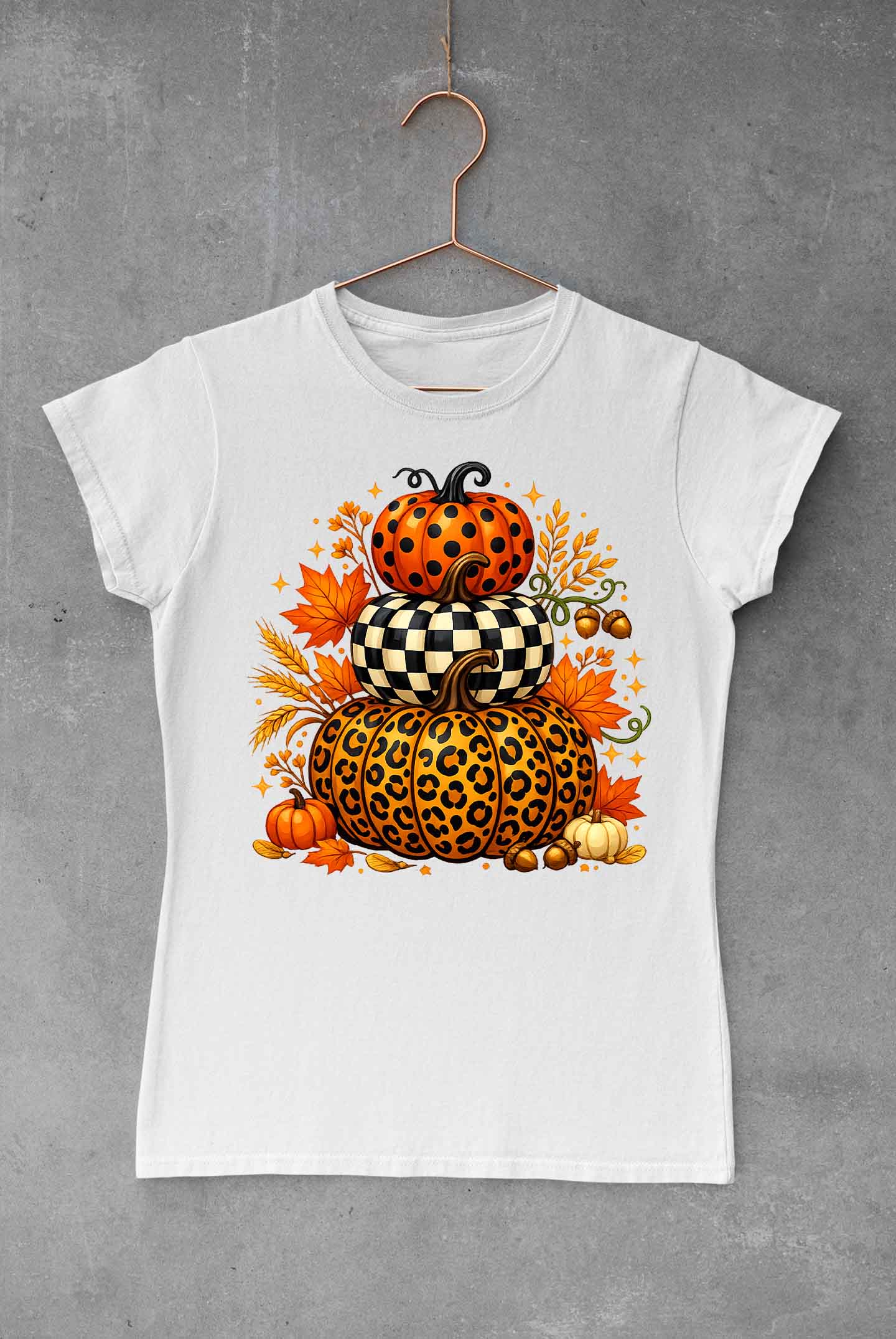 Fall Pumpkin Leopard Checkered