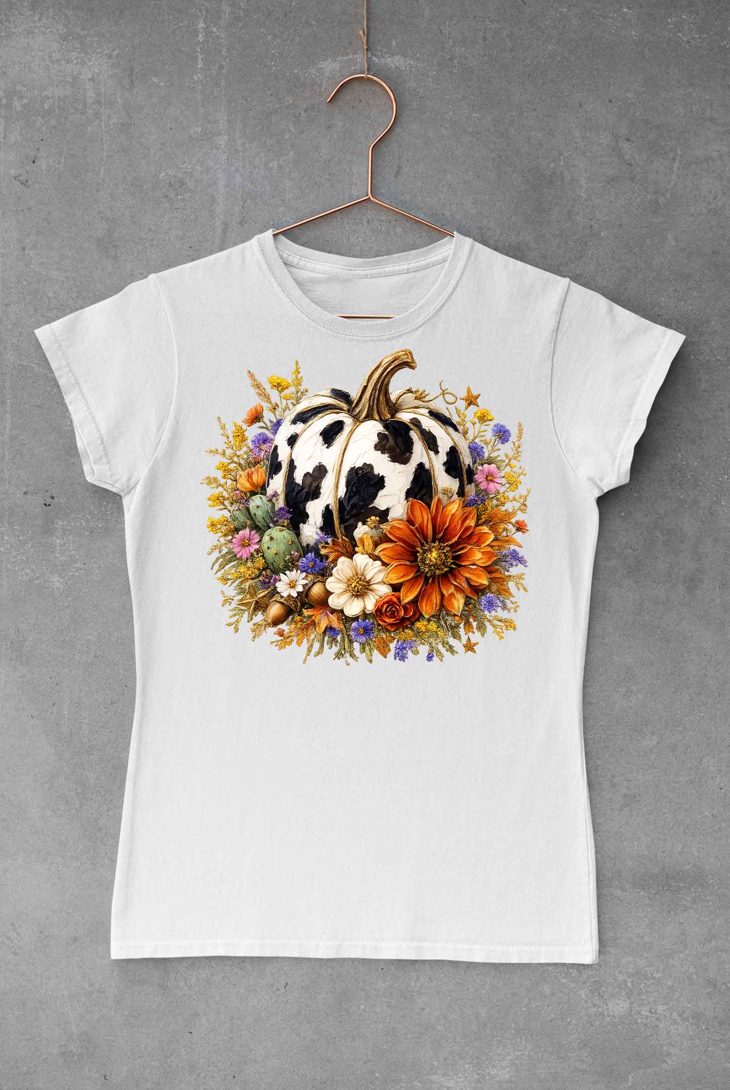 Cow Print Pumpkin Floral Fall