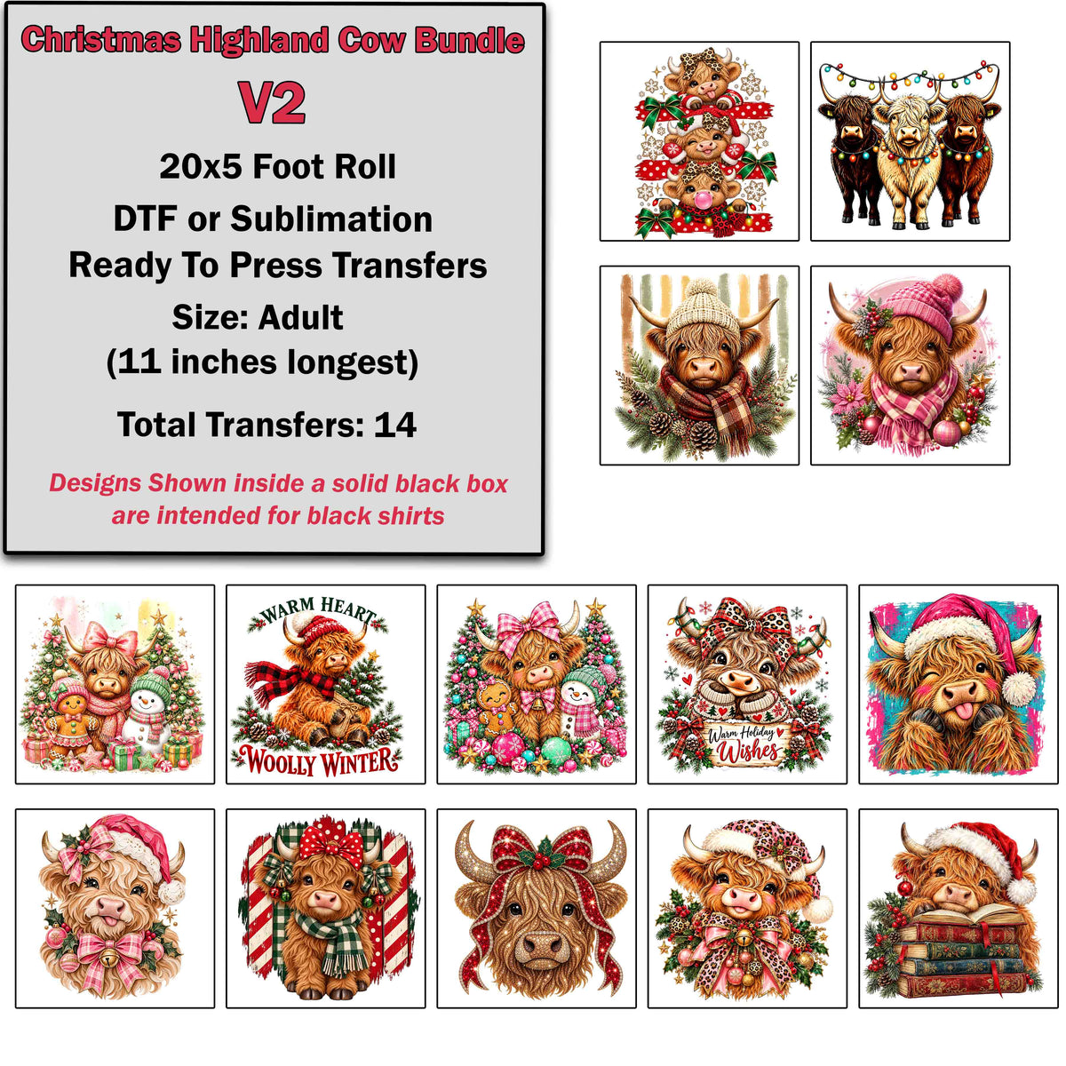 Christmas Highland Cow Bundle 2