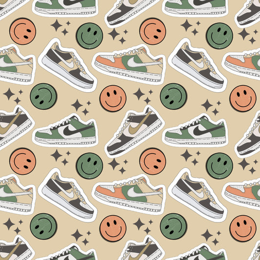 Sneakers & Smiley Faces 12x12 Patterned Vinyl Sheet