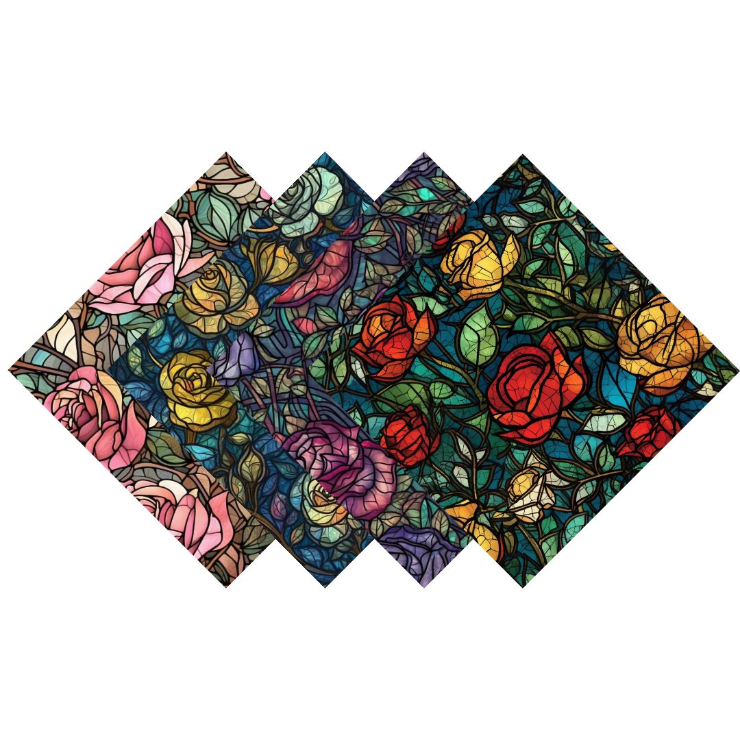 Stained Glass Flowers Patterned Vinyl Pack