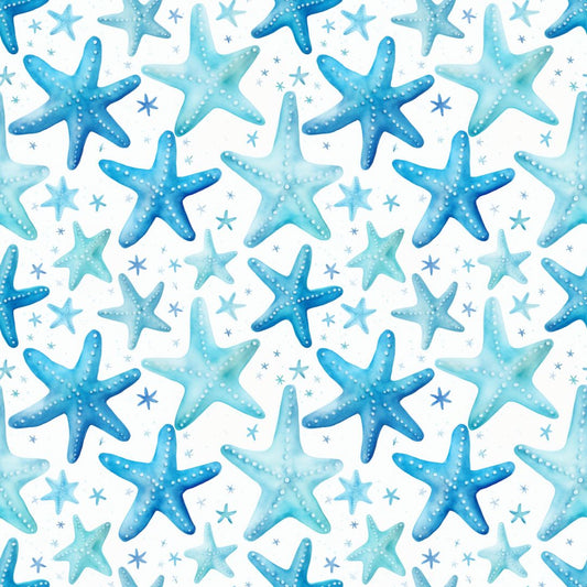 Shades of Blue Starfish 12x12 Patterned Vinyl Sheet