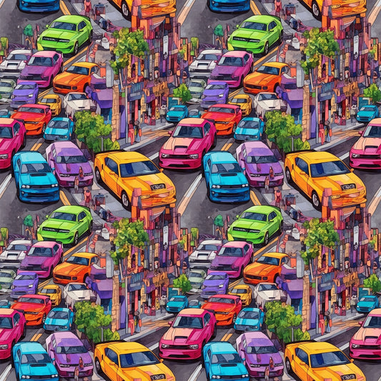 Supercars & Cities 12x12 Patterned Vinyl Sheet