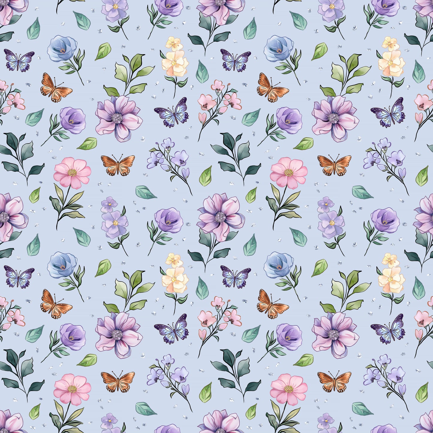Sweet Spring Butterfly Florals 12x12 Patterned Vinyl Sheet