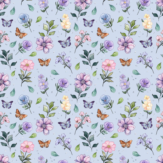 Sweet Spring Butterfly Florals 12x12 Patterned Vinyl Sheet