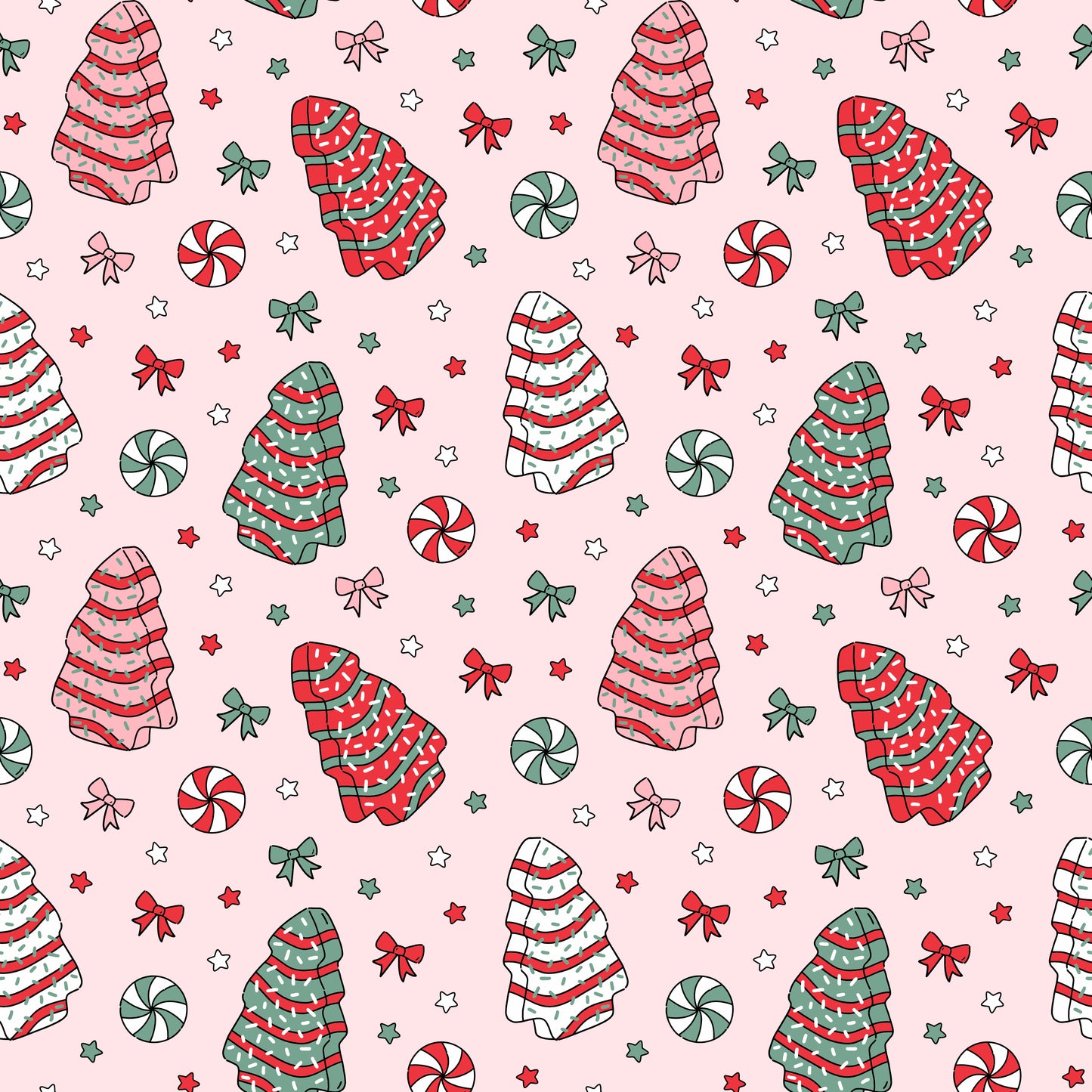 Tree Cakes Pink Background 12x12 Patterned Vinyl Sheet