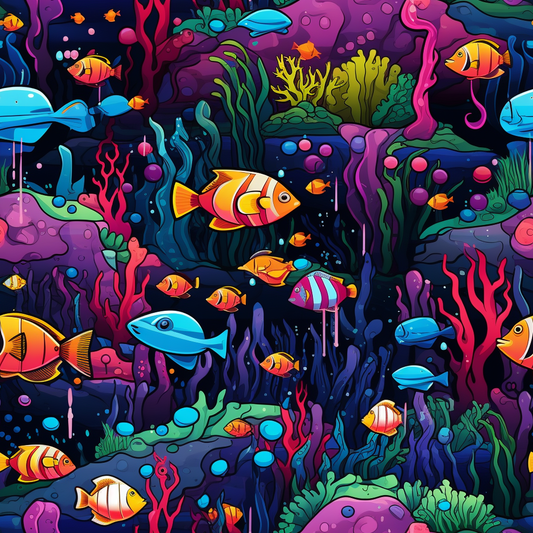 Underwater Coral & Fish 12x12 Patterned Vinyl Sheet