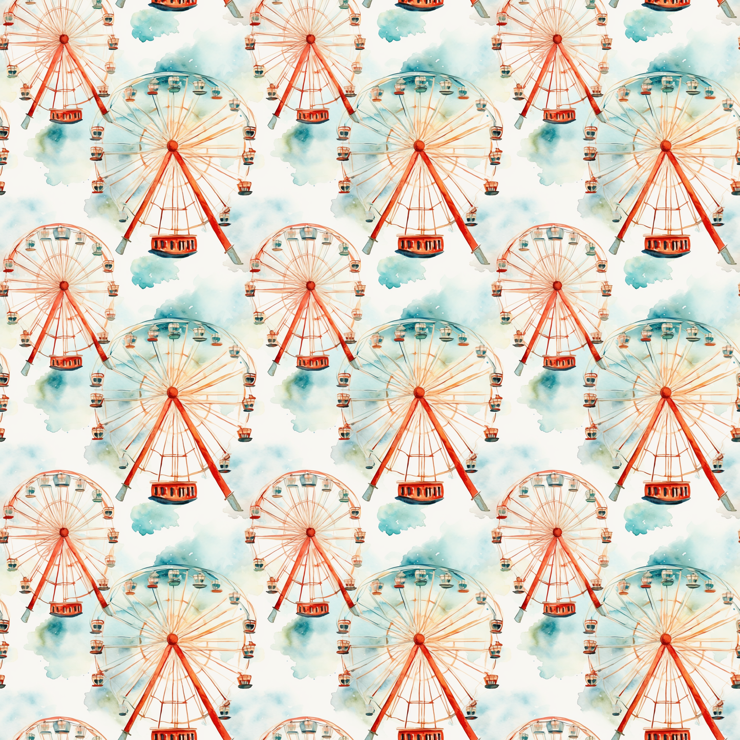 Watercolor Ferris Wheel 12x12 Patterned Vinyl Sheet
