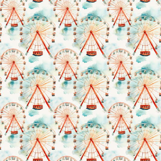 Watercolor Ferris Wheel 12x12 Patterned Vinyl Sheet