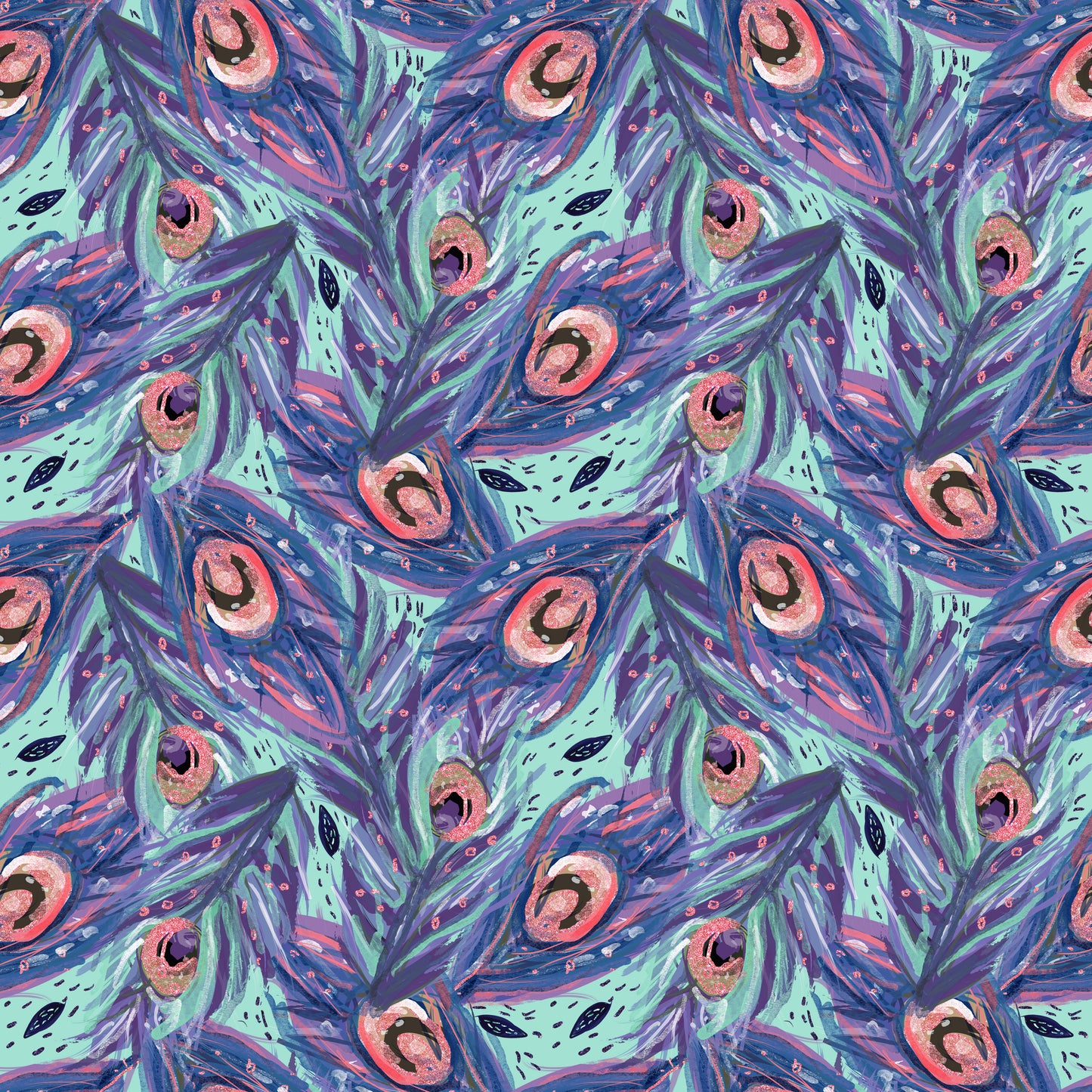 Watercolor Peacock Feathers 12x12 Patterned Vinyl Sheet
