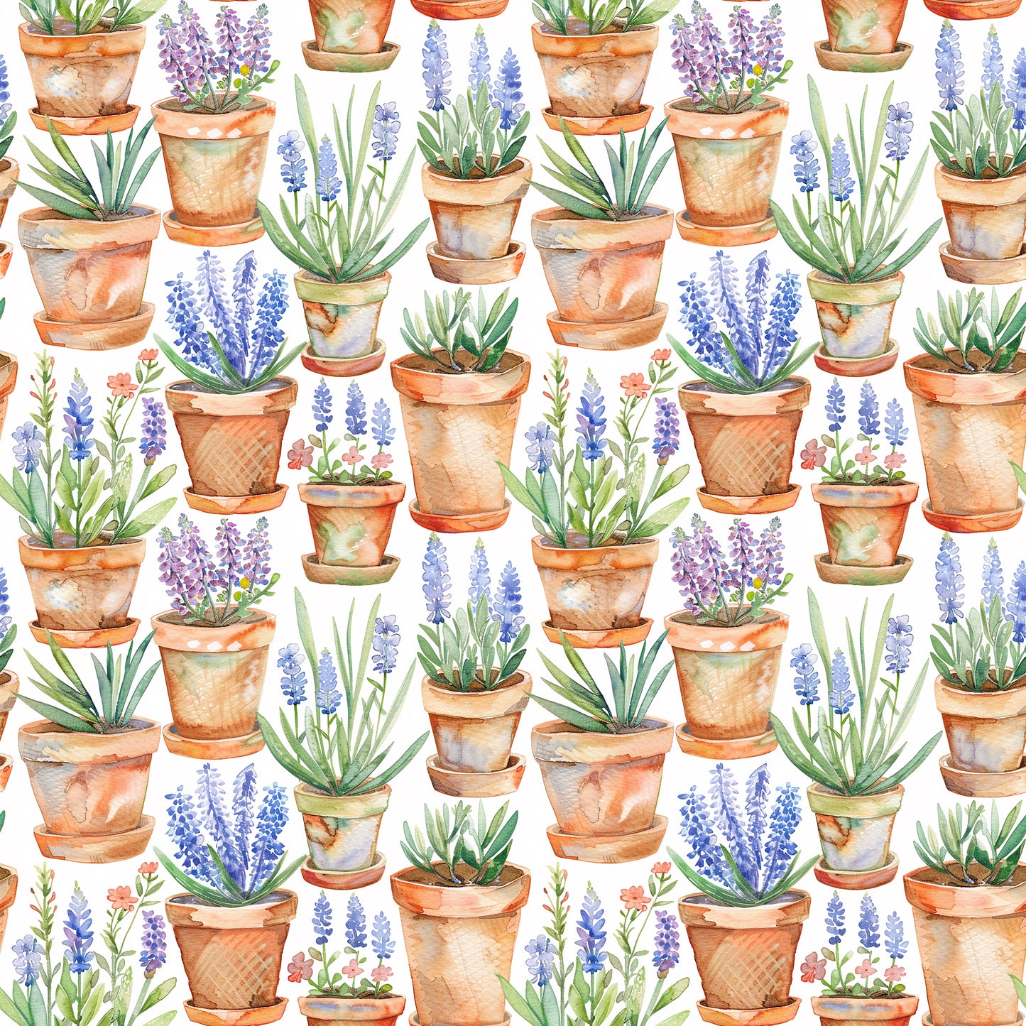 Watercolor Potted Plants 12x12 Patterned Vinyl Sheet