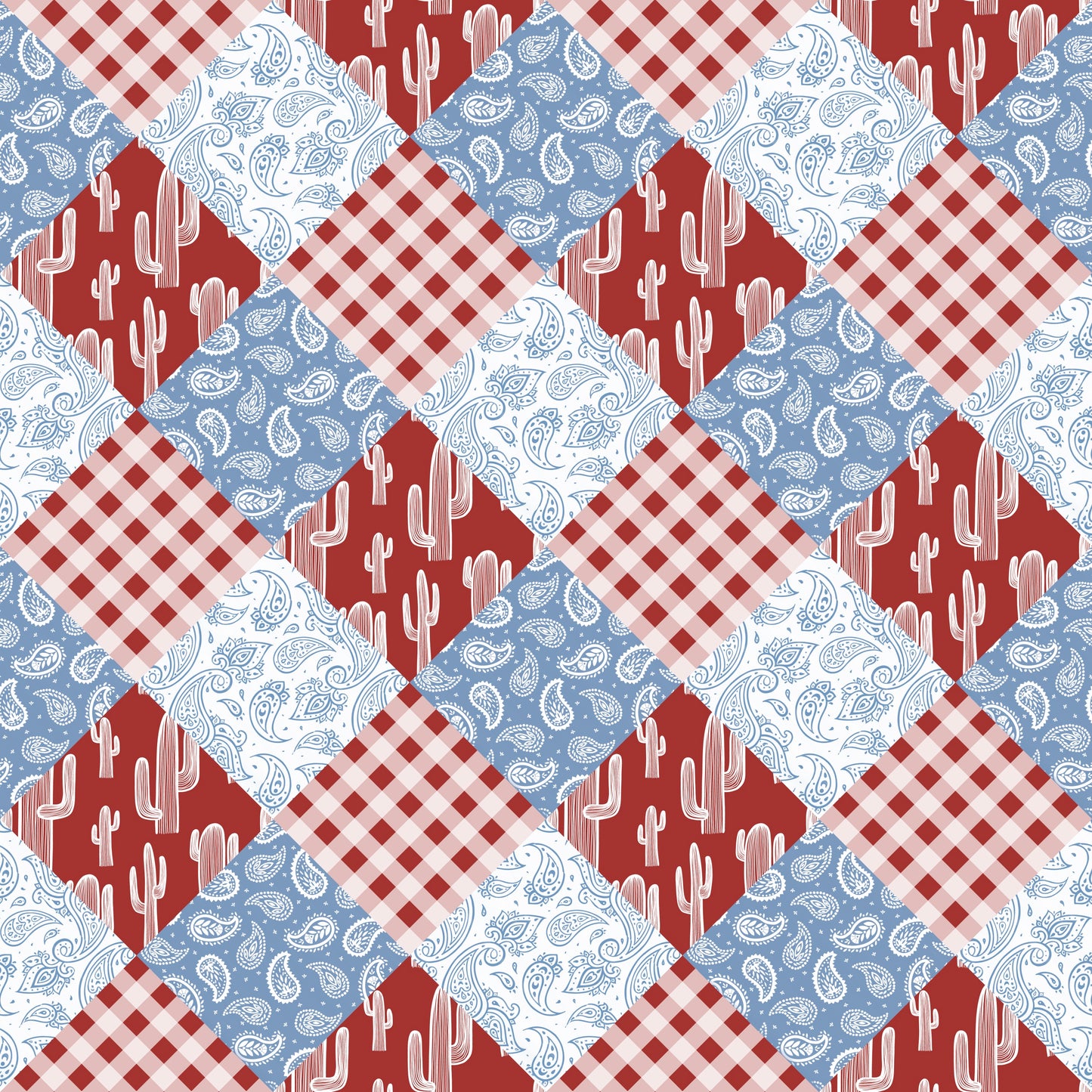 Western Patriotic Patchwork 12x12 Patterned Vinyl Sheet