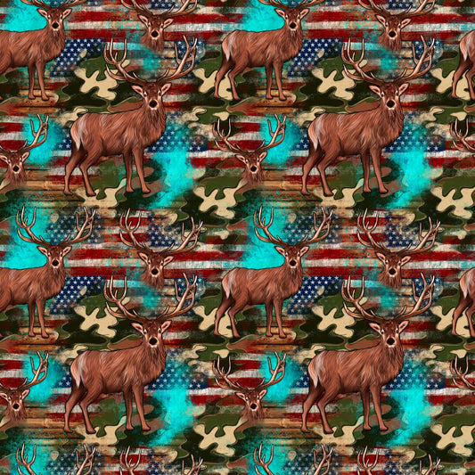 Deer & Camo American Flag 12x12 Patterned Vinyl Sheet